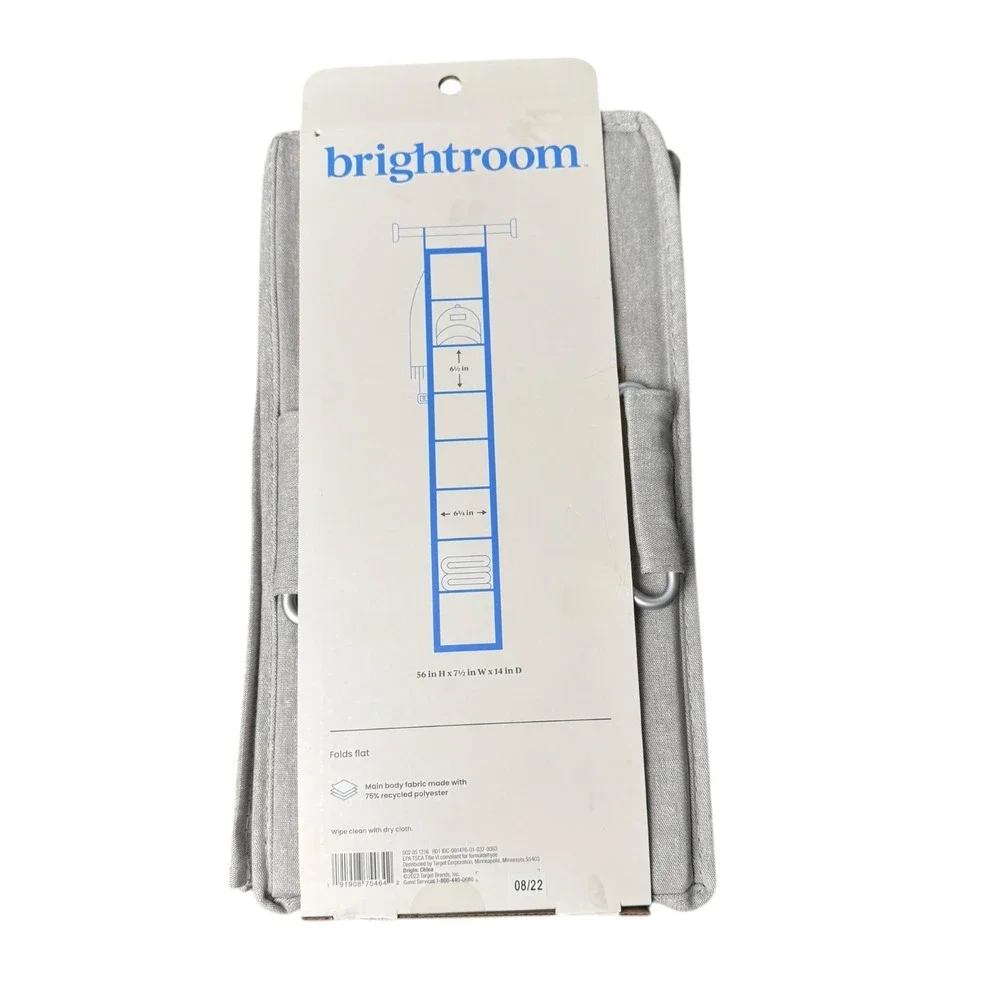 Brightroom‎ 8 Shelf Hanging Closet Organizer Gray with Accessory Hooks 56x7.5x14